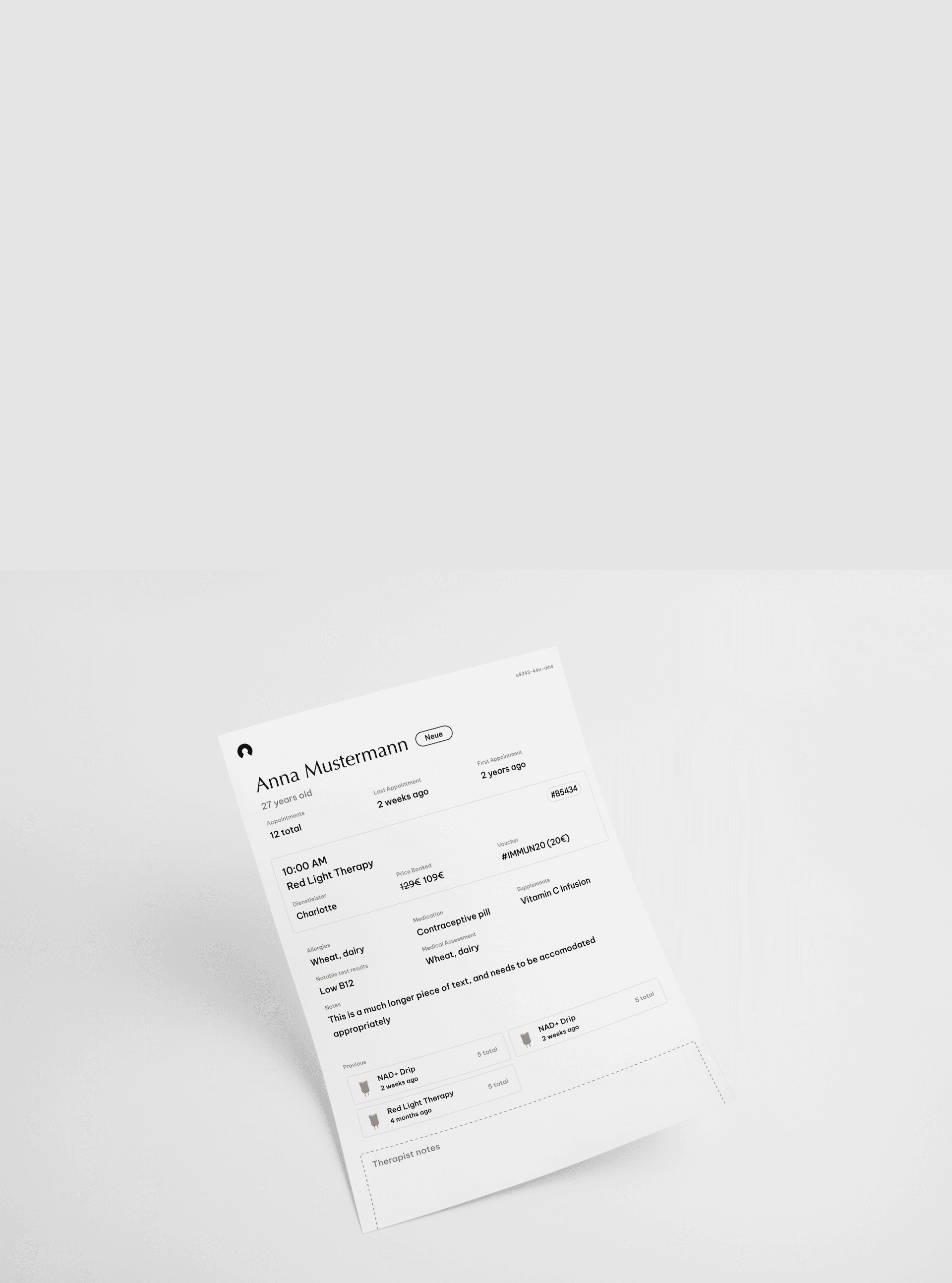 Patient profile sheet representing a Circle Intelligence recommendation