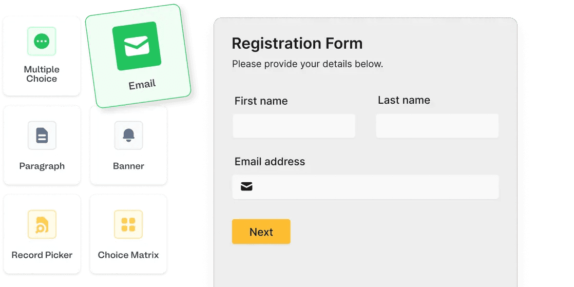 Complex Fillout form with multiple field types