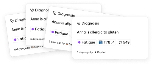Diagnosis notes layered into a quick-glance stack