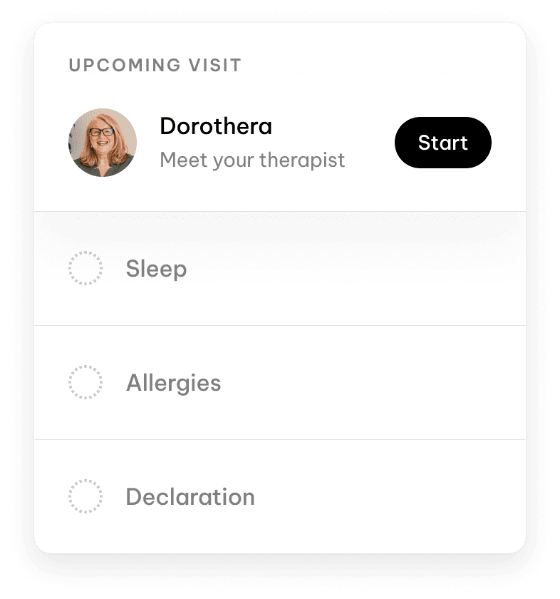 Patient session — therapist meeting card