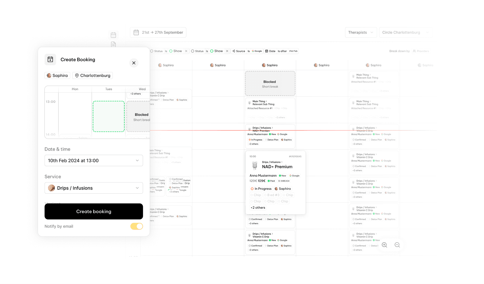 Scheduling screen